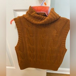 Pink Rose Cropped TurtleNeck Sweater Vest